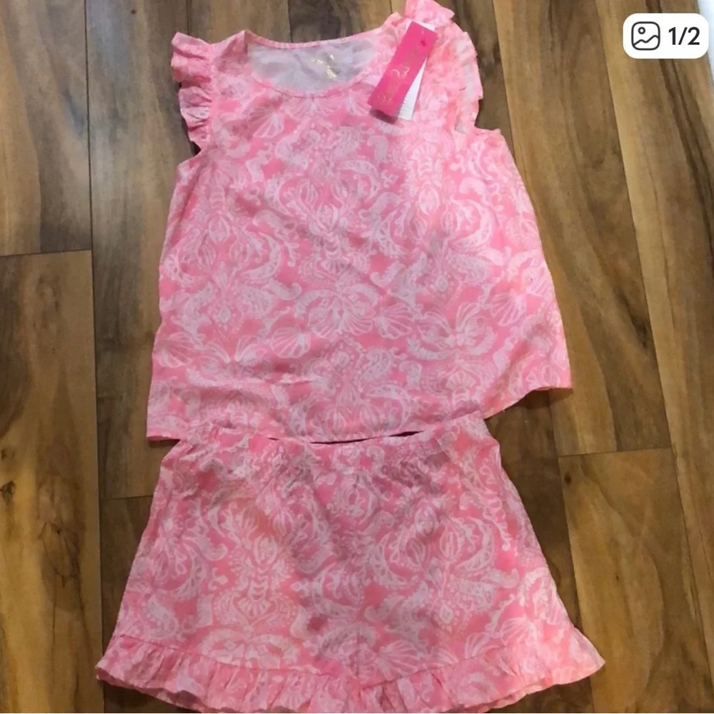 Lilly Pulitzer Pink Patterned Kids Shorts Set - Picture 1 of 2